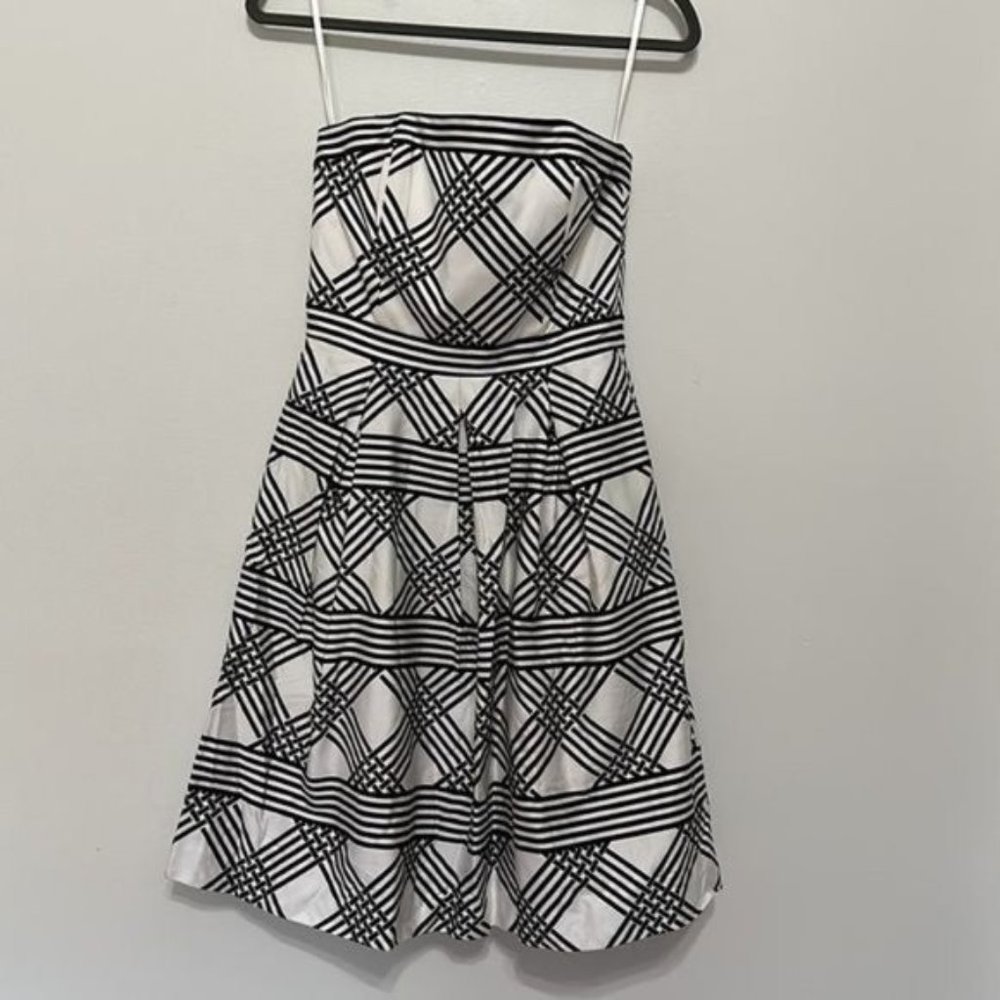 WHBM Lattice Print Strapless Midi Dress Size 2